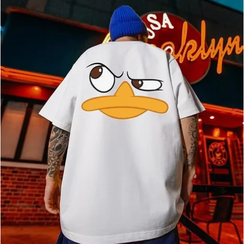 Camiseta Oversized Pato Estilosa Camisa Streetwear Modelo Grande Caimento no Ombro