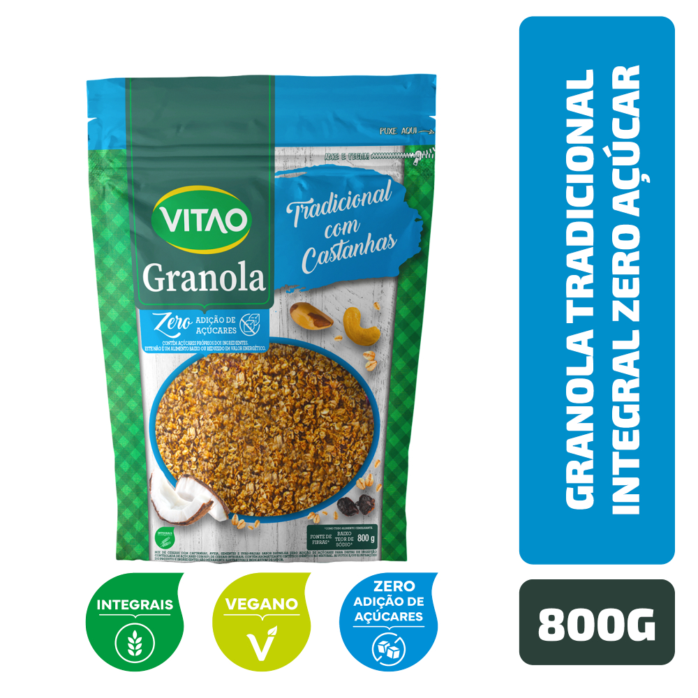 Granola Tradicional Integral Zero Açúcar Vitao 800G - Food & Beverages