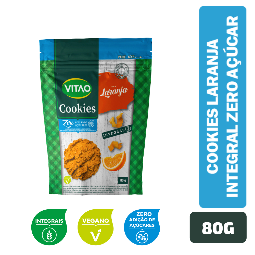 Cookies Laranja Integral Zero Açúcar Vitao 80 g - Food & Beverages