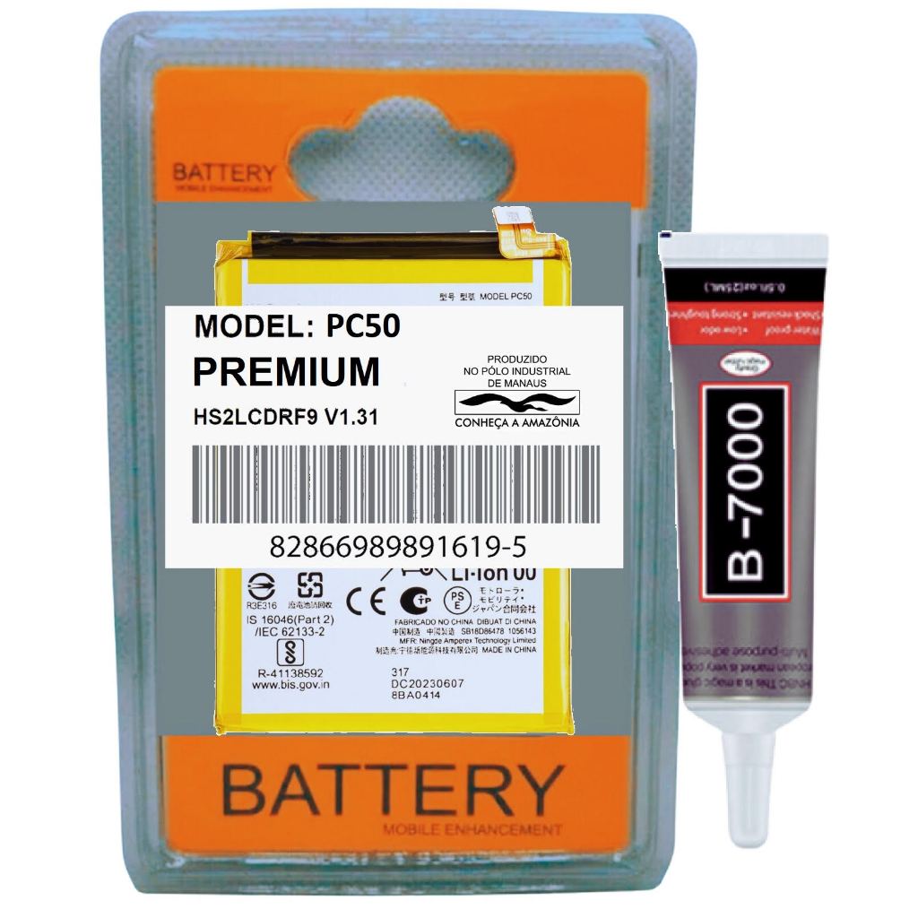 Kit Battria PC50 + Cola Compatível Moto G54 XT2343 Lacrada + De Alta Capacidade + Envio Hoje!