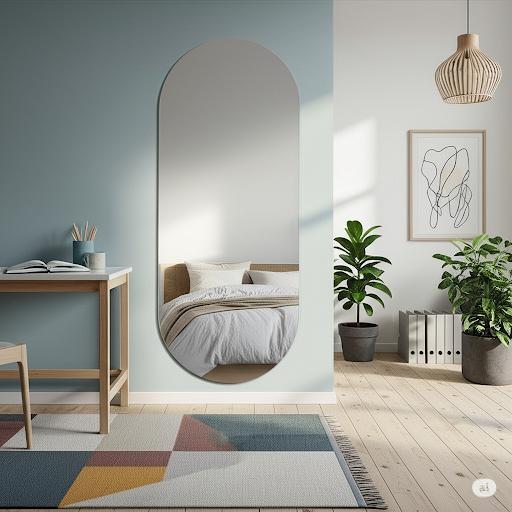 Espelho Grande Decorativo Oval 80x50 Vidro Lapidado Decoração Moderna Elegante Banheiro Sala Quarto