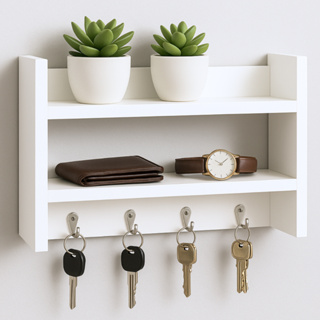 Nicho Porta Chaves de Parede 3 em 1 de Parede Porta Objetos Decorativo Branco MDF Multifuncional em Oferta na Shopee