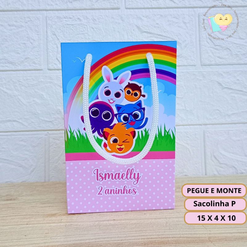 Sacolinha Surpresa Bolofofos Rosa - Personalizado - Lembrancinha - Festa infantil - Aniversário / PEGUE E MONTE