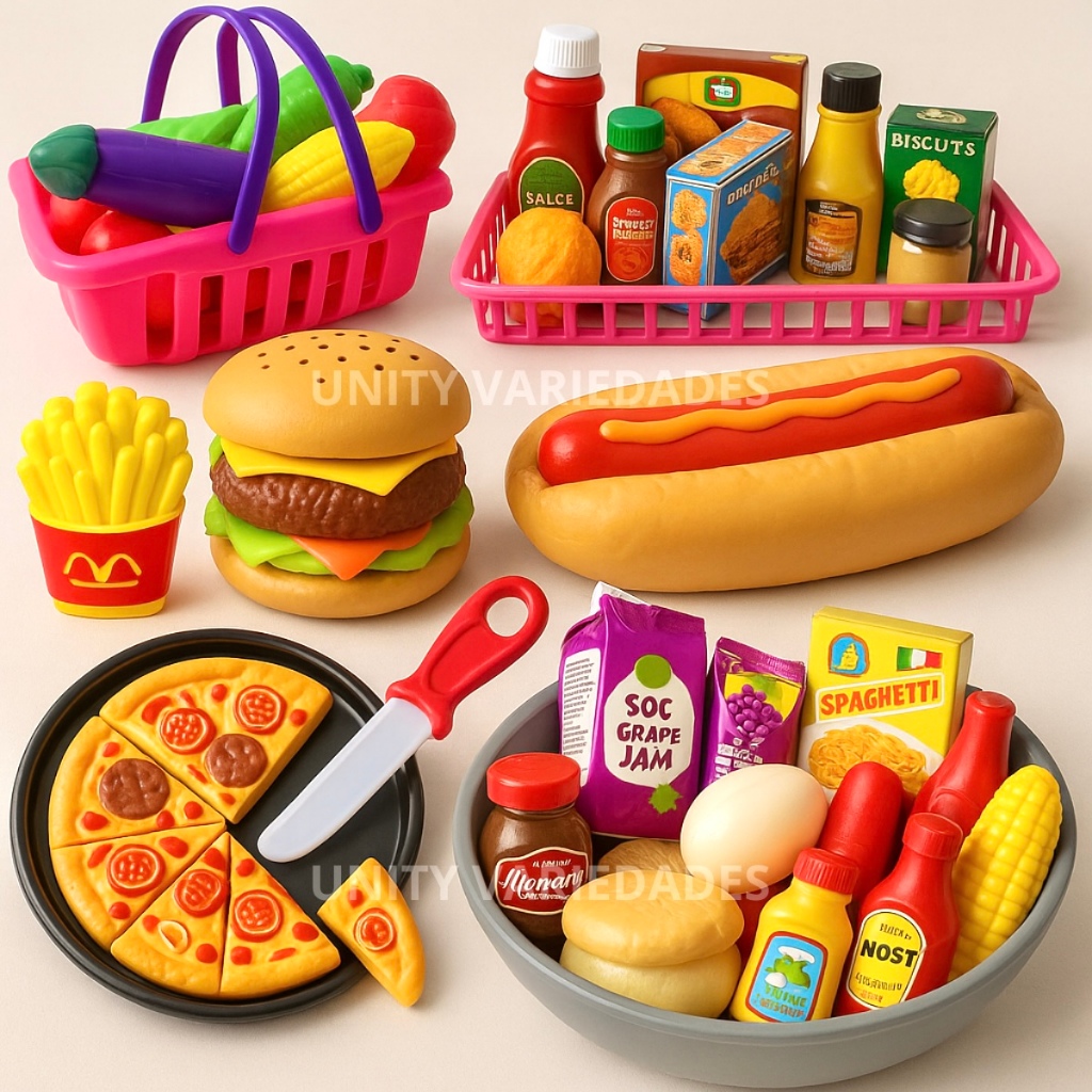 Kit Brinquedos Menino Menina Educativo Comidinha Infantil Mercadinho Cozinha Infantil Criança em Oferta na Shopee