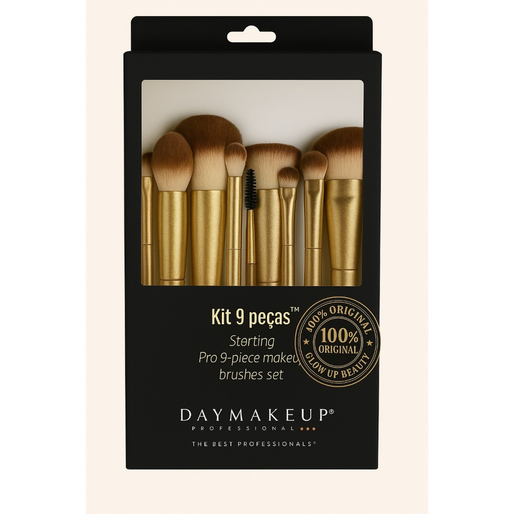 Kit 9 Pincéis Starting Pro - Kit pincéis para iniciantes - kit completo pinceis - Daymakeup