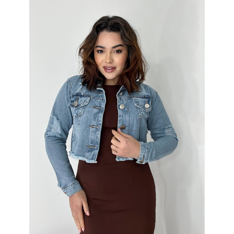 Jaqueta jeans feminina curta jeans premium jaqueta