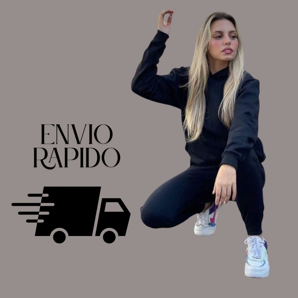 CONJUNTO MOLETON FEMENINO CALÇA CON BOLSO Y JAQUETA CON CAPUZ