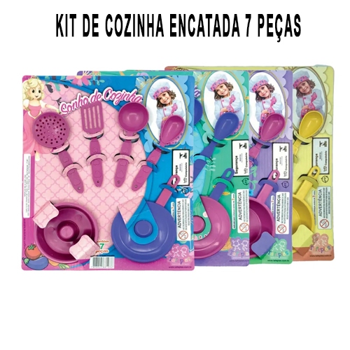 KIT 1UND DE COZINHA ENCATADA 7 PEÇAS, COZINHA INFANTIL, PANELINHA DE BRINQUEDO