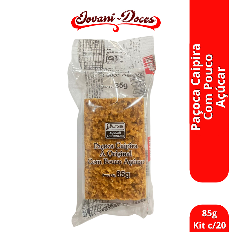 Paçoca Caipira Com Pouco Açúcar 85g Kit c/ 20und