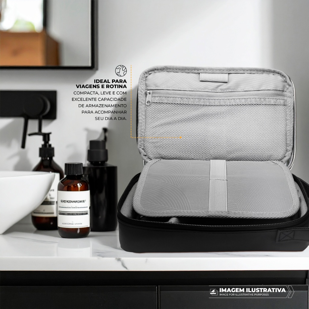 Necessaire organizadora viagem Gshield Symetric com alça, estojo com divisórias internas — imagem 2 de 2