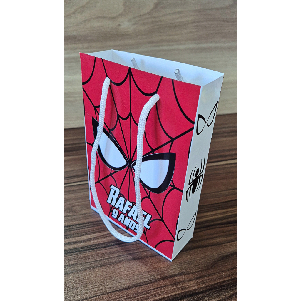 Sacolinha Homem aranha Tamanho P com BRILHO personalizada - Pegue e monte - Fazemos vários temas