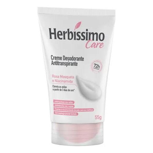 Desodorante Herbíssimo Creme Antitranspirante Bisnaga Rosa Mosqueta e Niacinamida 55g