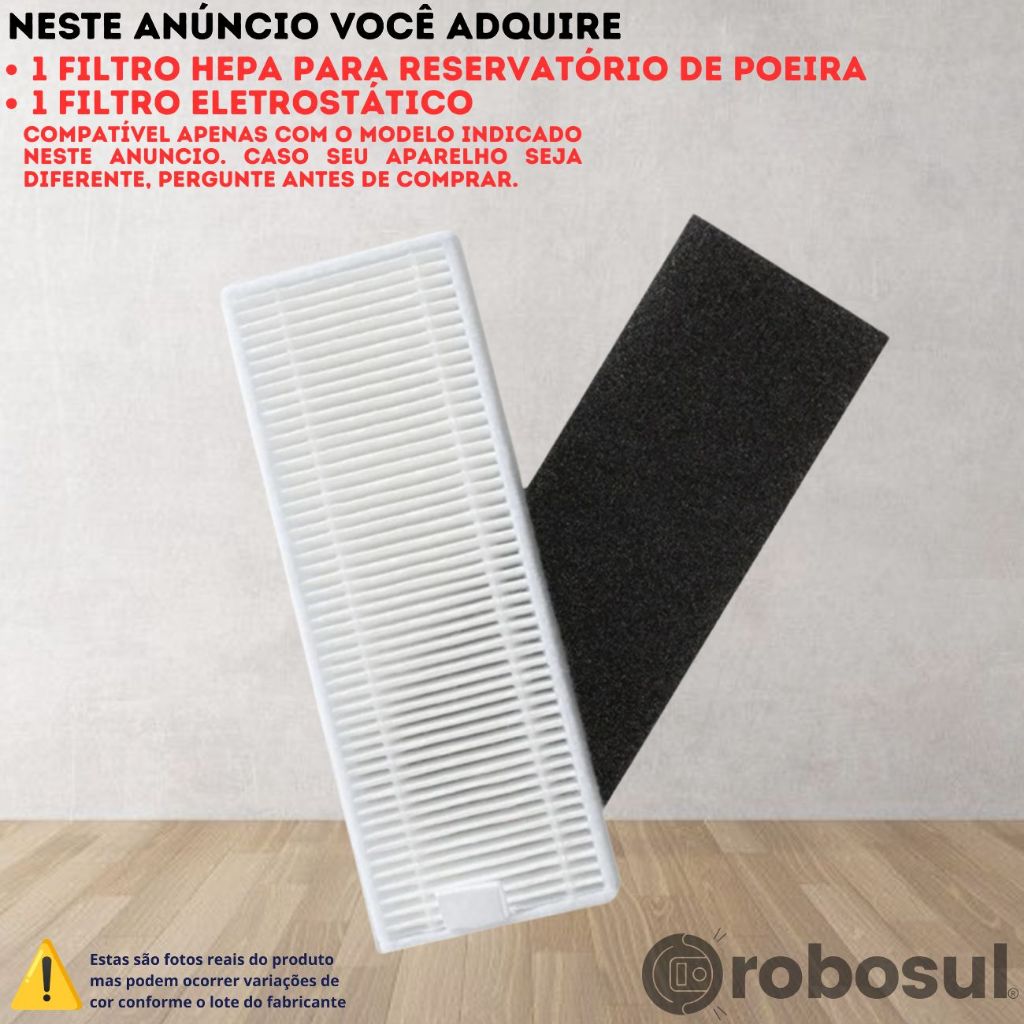 Filtro Hepa E Eletrostatico Para Caixa de Poeira Robo Aspirador Wap W1000 - Não Serve para Caixa de Água