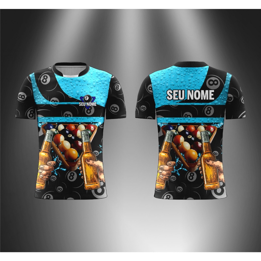 Camiseta Personalizada de Sinuca Snook Bilhar Com seu Nome