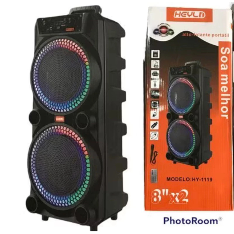 Super Caixa de Som Grande Potente Heyli HY 1119 bluetooth karaoke som grande 3000w com microfone em Oferta na Shopee