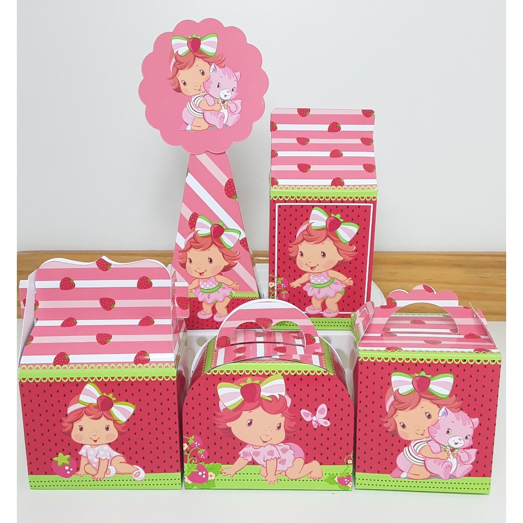 Personalizados moranguinho baby (PEGUE E MONTE)- kit festa -lembrancinhas - aniversário - caixinhas - festa infantil