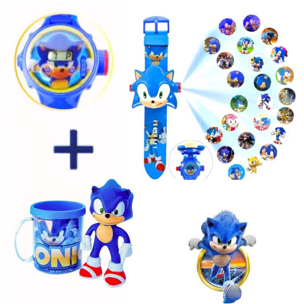 Relógio Sonic Projetor De Imagens Tema Filme Sonic 3 + Boneco Sonic 16 Cm + Caneca Personalizada Sonic em Oferta na Shopee