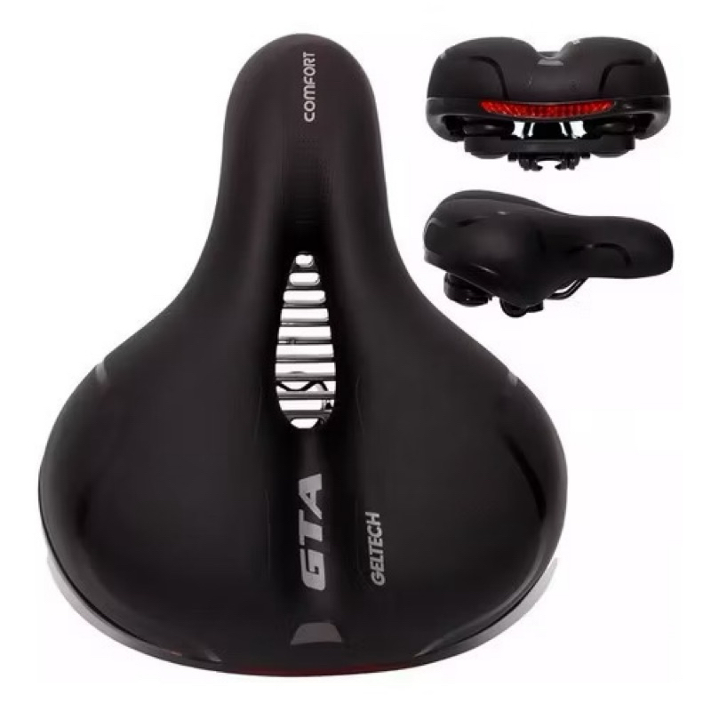 Banco Selim Bicicleta Gta Comfort Gel Tech Refletor Com Elastomero super macio ergométrica mola vazado