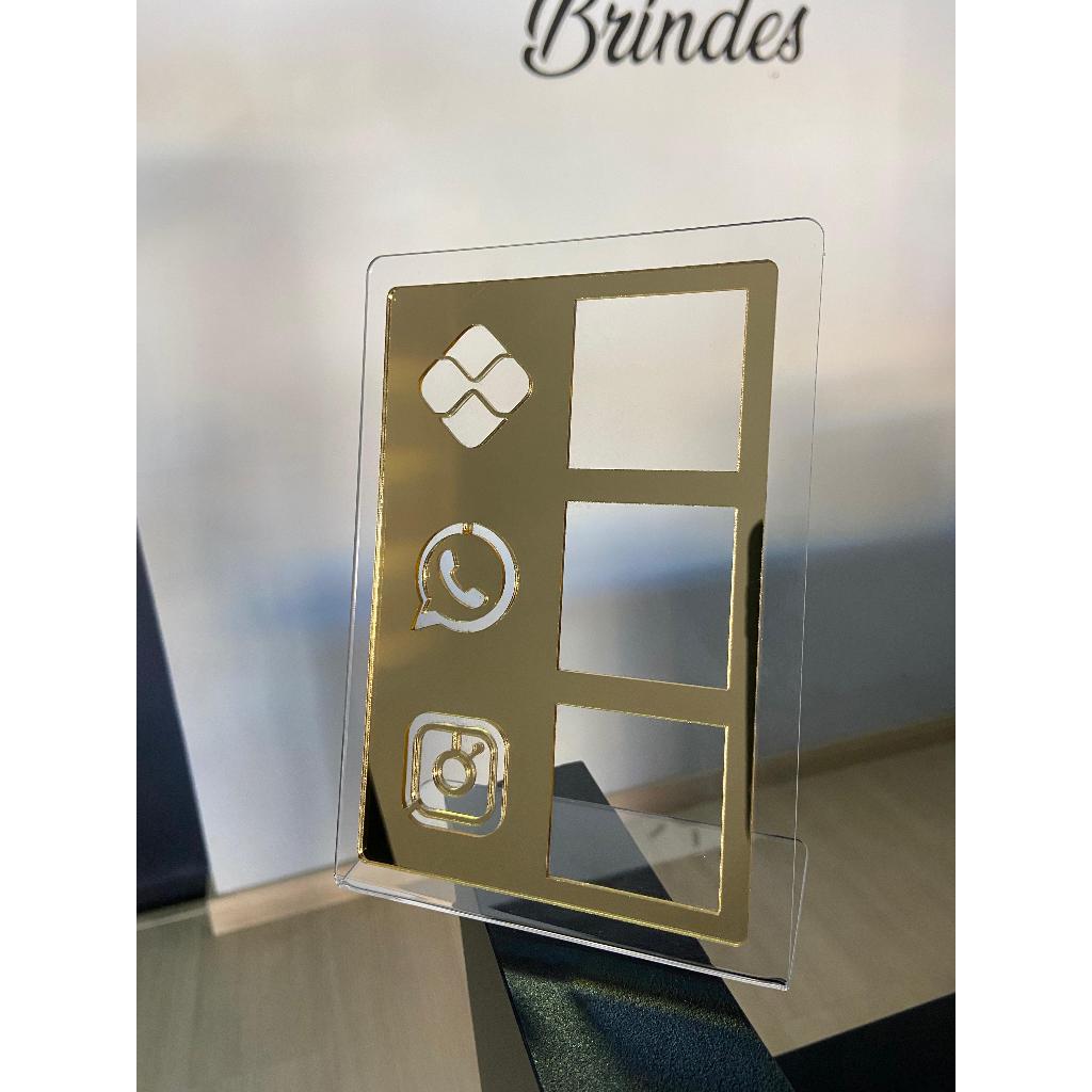 Placa Pix Display Acrílica Qr Code Mesa Balção Pix/Whatsapp/Instagran