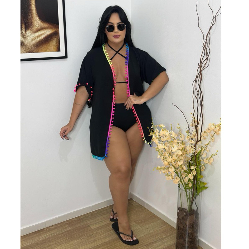 Saída De Praia Camisão Aberto Manga Curta Verão Praia