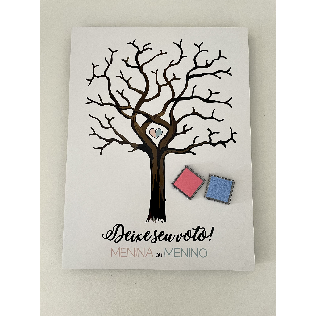 Quadro de Assinatura de Digitais - Chá Revelação Bebê - Decoração para Quarto de Bebê - Sexo do Bebê