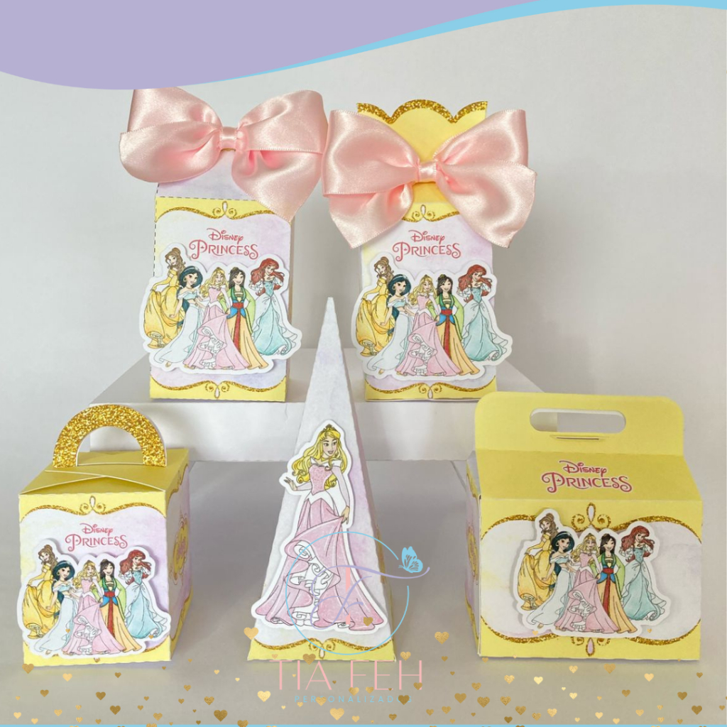PEGUE E MONTE - Kit Festa 20 Lembrancinhas Personalizada Princesas da Disney - Papelaria Personalizada.