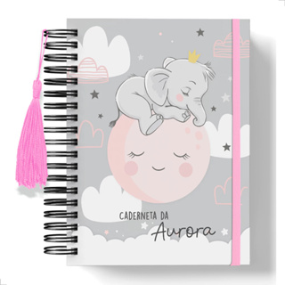 Caderneta de Vacinação Personalizada Elefantinho na Lua em Oferta na Shopee