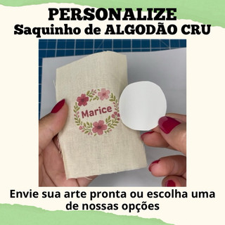 PAPEL TRANSFERÍVEL 9,5x9,5cm para ALGODÃO CRU! Saquinho de algodão cru ecobag