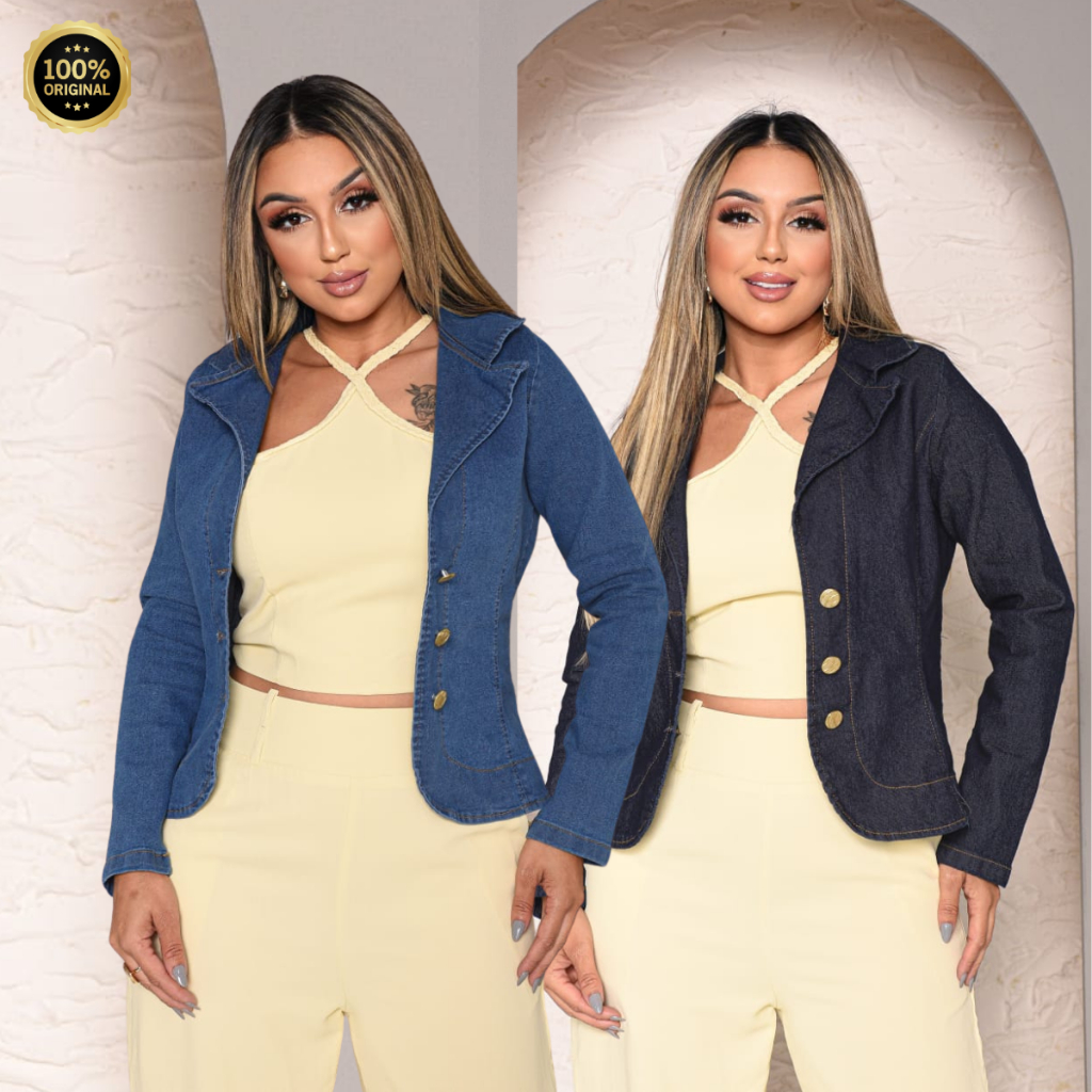 jaqueta feminina jeans, blazer jeans feminino social casaco para inverno