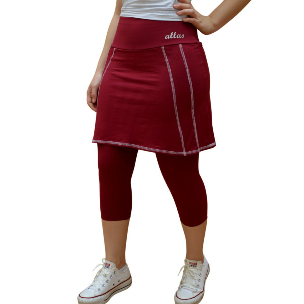 Saia Capri Corsário Evasê Fitness Evangélica Poliamida Uv50+ Academia Caminhada Pilates Allas