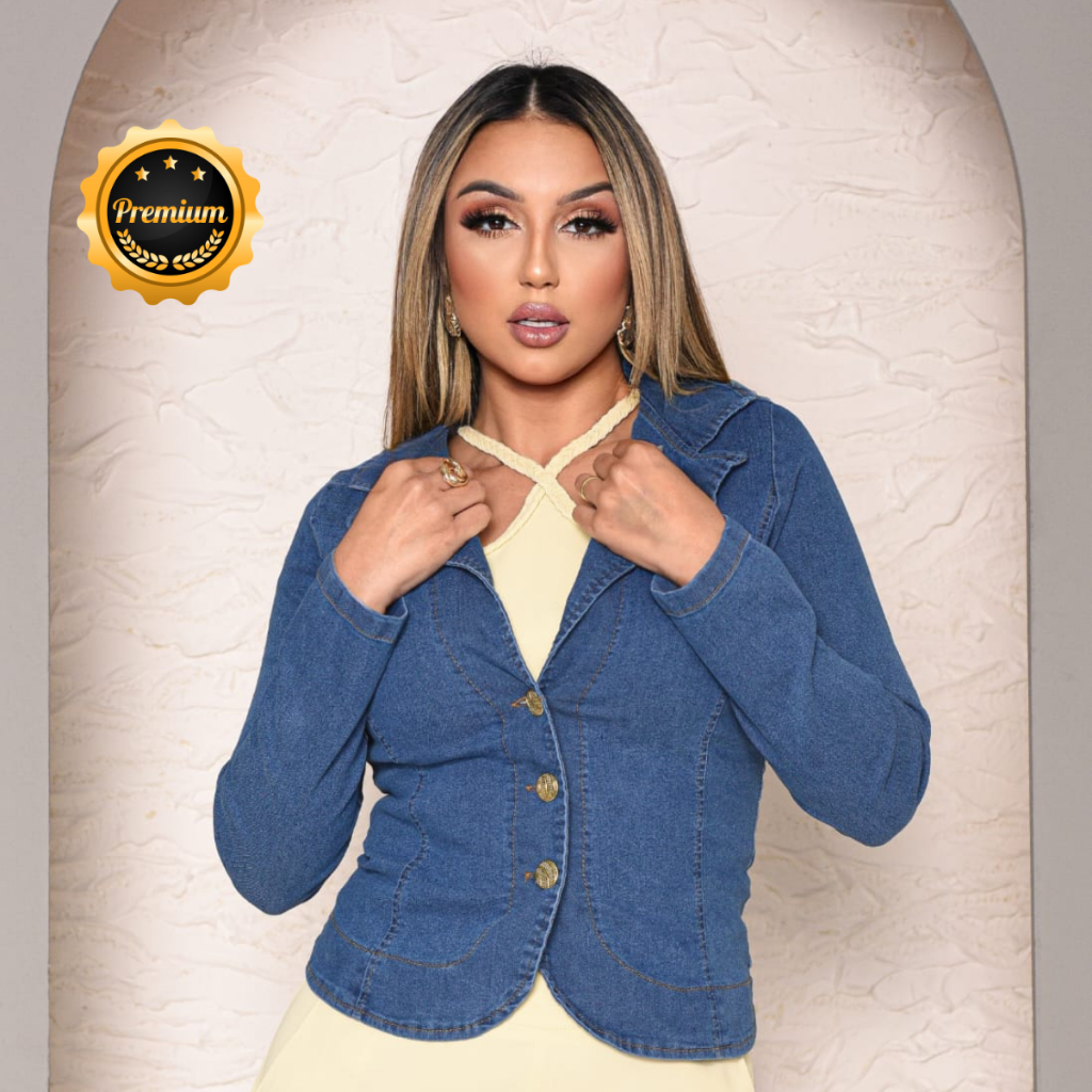 blazer jeans feminino, jaqueta jeans social, casaco para frio e inverno