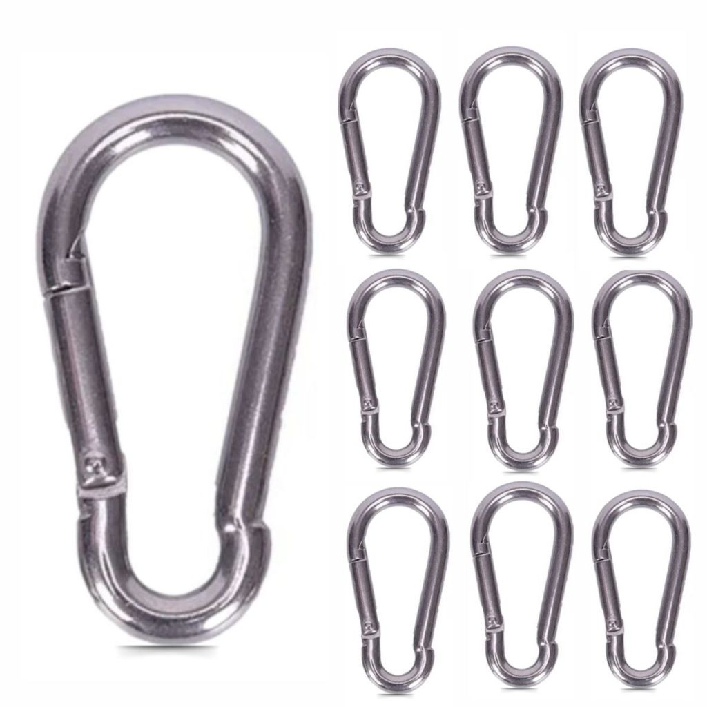 Kit 10 Mosquetão Aço Carbono 8cm 8x80 Trava Simples Academia Suporta 230kg em Oferta na Shopee