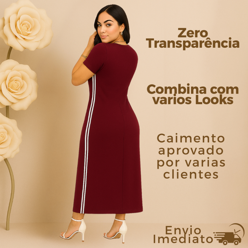 Vestido Com Faixa Branca Laterais Vestido Midi elegante moda modesta - Vitoriana Moda em Oferta na Shopee