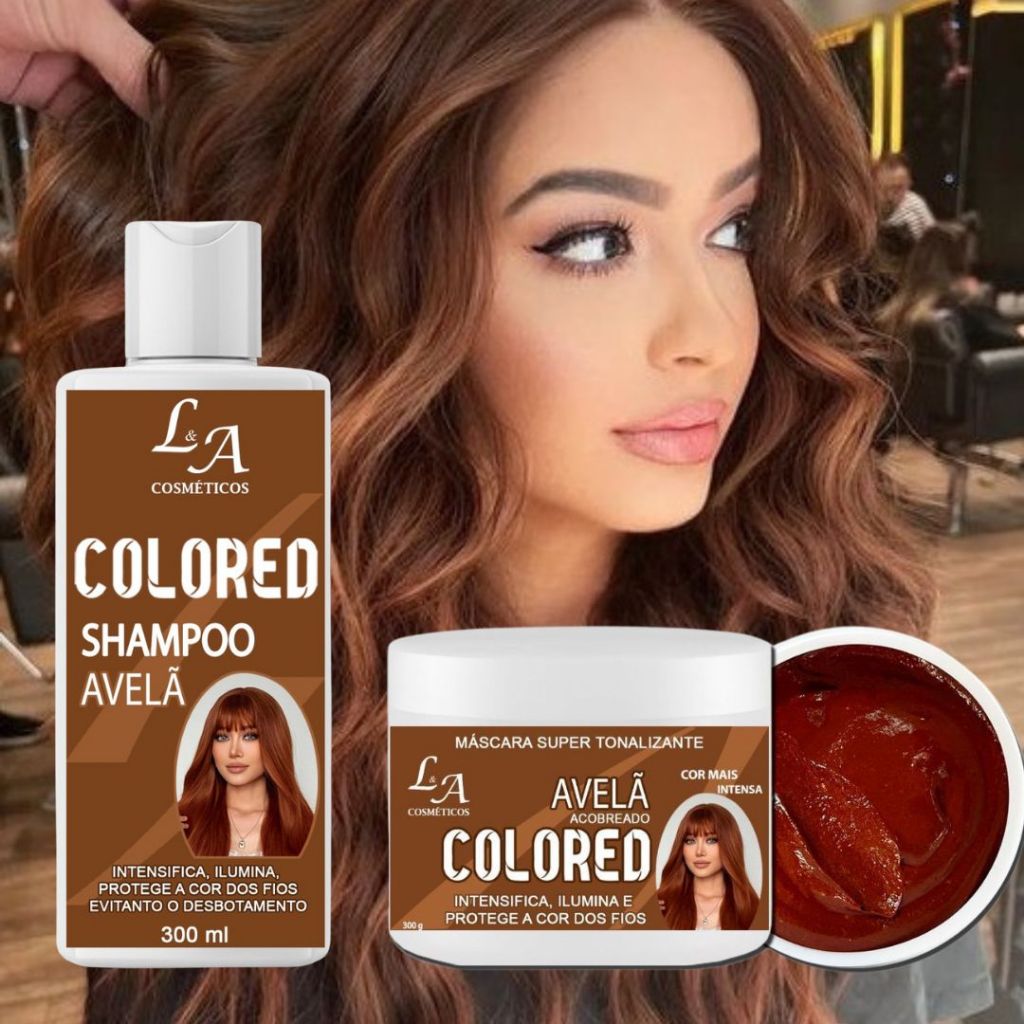 Kit Shampoo e Máscara Tonalizante Avelã Acobreado Chocolate Morena Iluminada - S/ Amônia 2x300ml em Oferta na Shopee