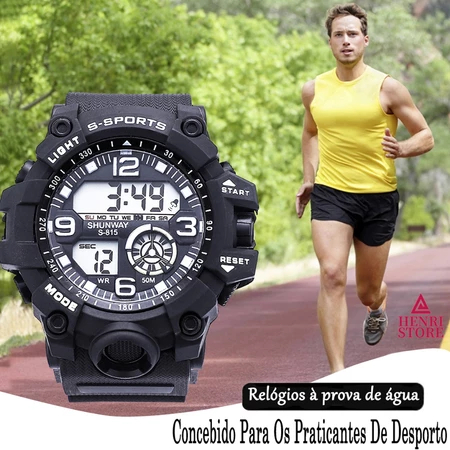 Relógio Masculino Digital Esportivo À Prova D'Água Com Cronômetro Alarme Silicone Led Original S815 em Oferta na Shopee