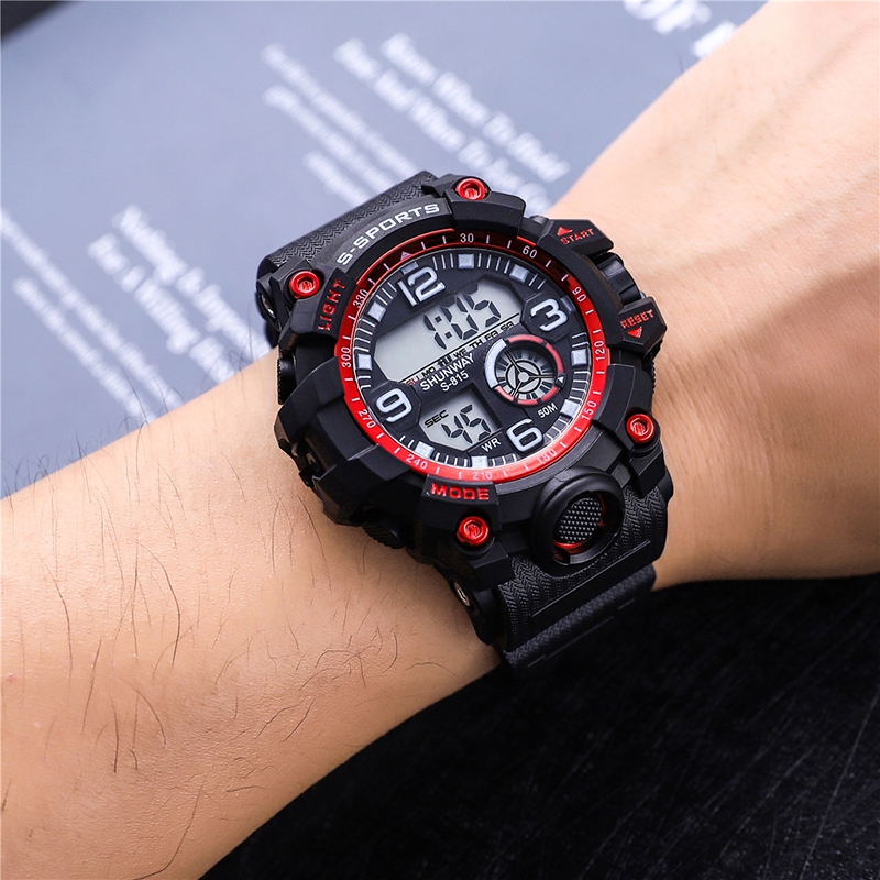 Relógio Masculino Digital Esportivo À Prova D'Água Com Cronômetro Alarme Silicone Led Original S815