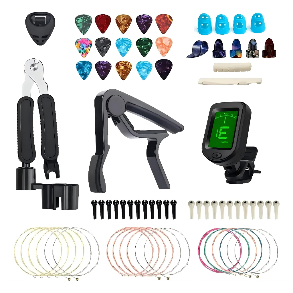 Kit Afinador Kit Violão Completo C/ Capotraste Profissional +72peças