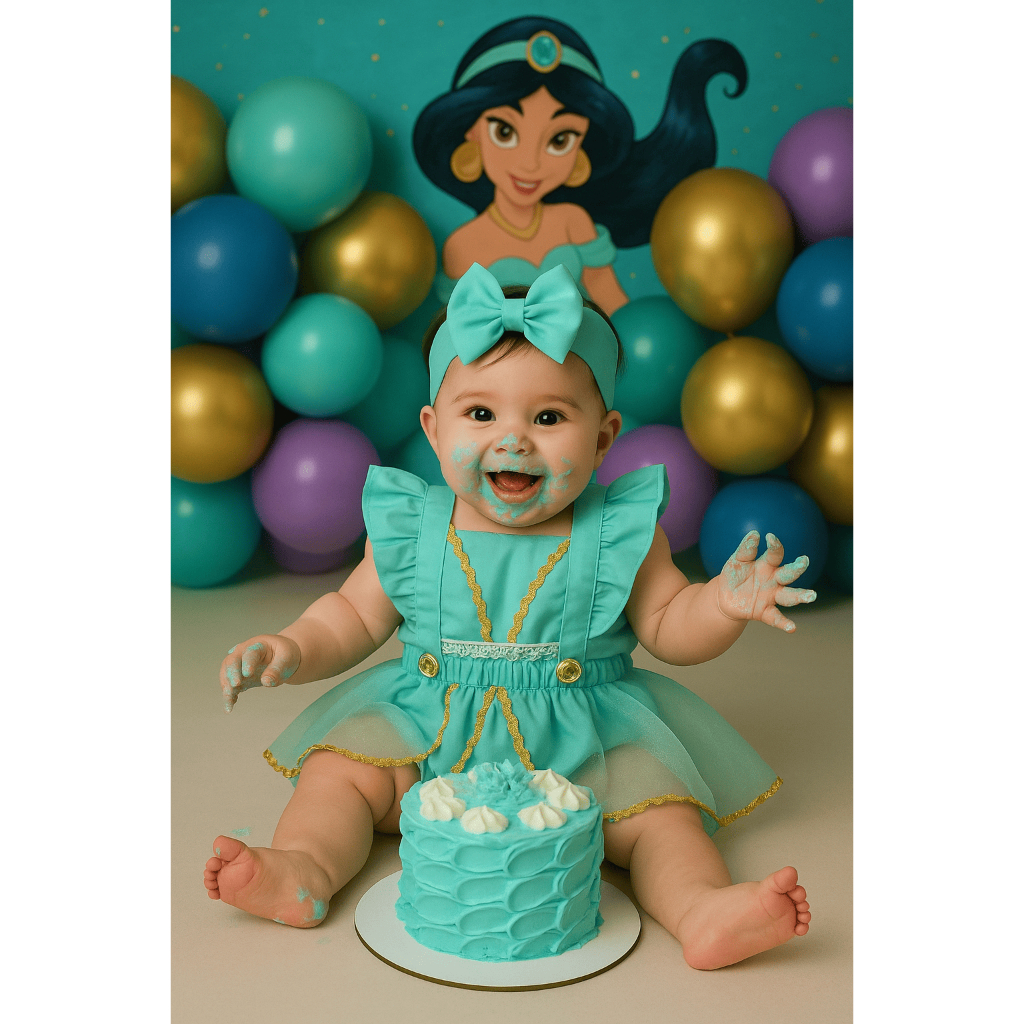 Romper Saia Jardineira Salopete Princesa Jasmine Aladim Presente Conjunto Infantil Menina Body Bebe