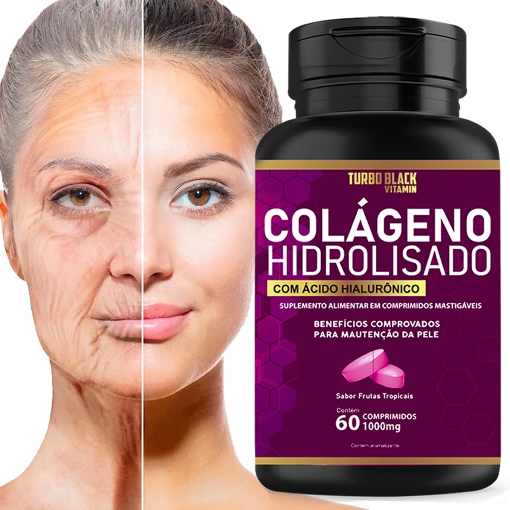 Colágeno Hidrolisado com Ácido Hialurônico para Pele Rugas Celulite Estrias sem Glúten sem Açúcar