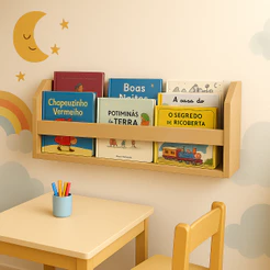 Prateleira Organizadora Infantil MDF Cru Estilo Montessoriano para Livros Brinquedos Quarto