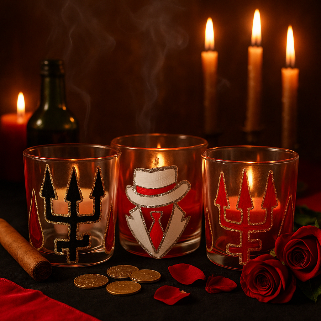 Copo de Whisky, Caneca de cerveja, e Copo de dose p/ cachaça Exú Zé Pilintra Maria Navallha Ogum