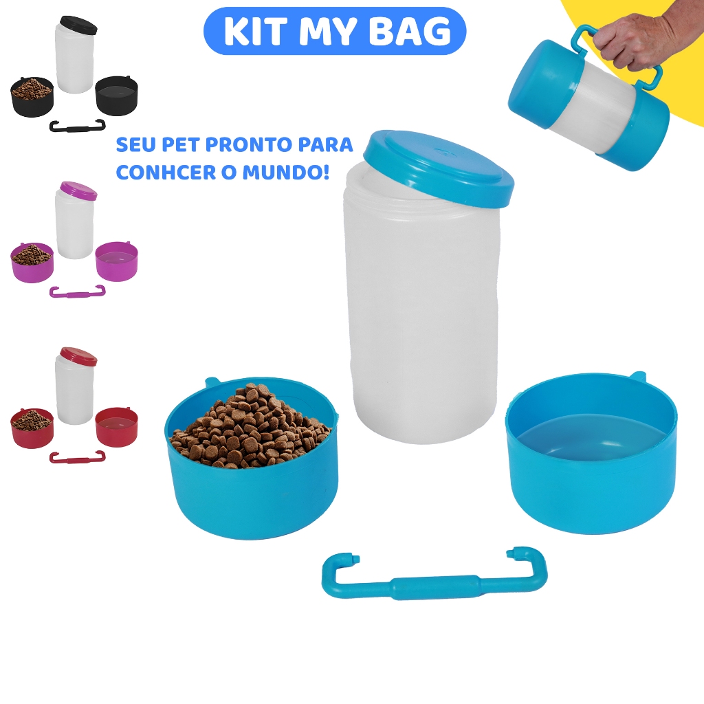 Comedouro e Bebedouro Portátil, Kit Prático para Viagens Passeios, Pet Cães e Gatos