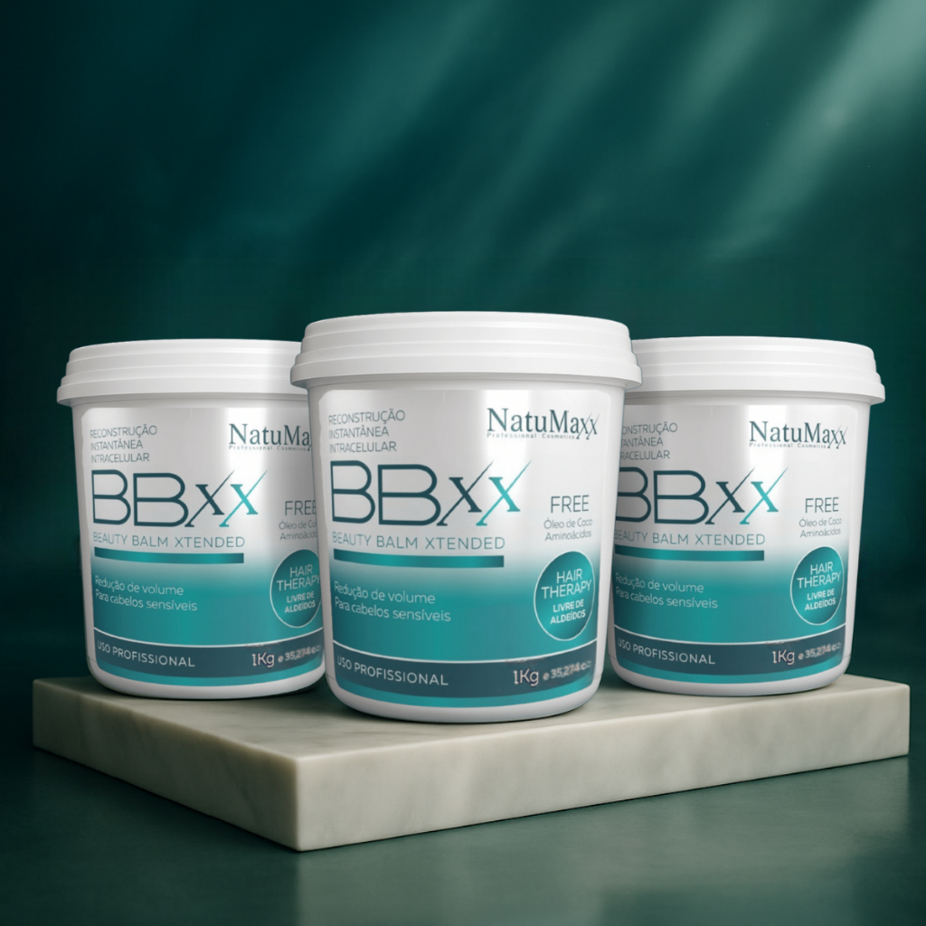 Kit 3x BBXX Free Natumaxx 1kg – Botox Capilar Sem Formol, Óleo de Coco e Redução de Volume
