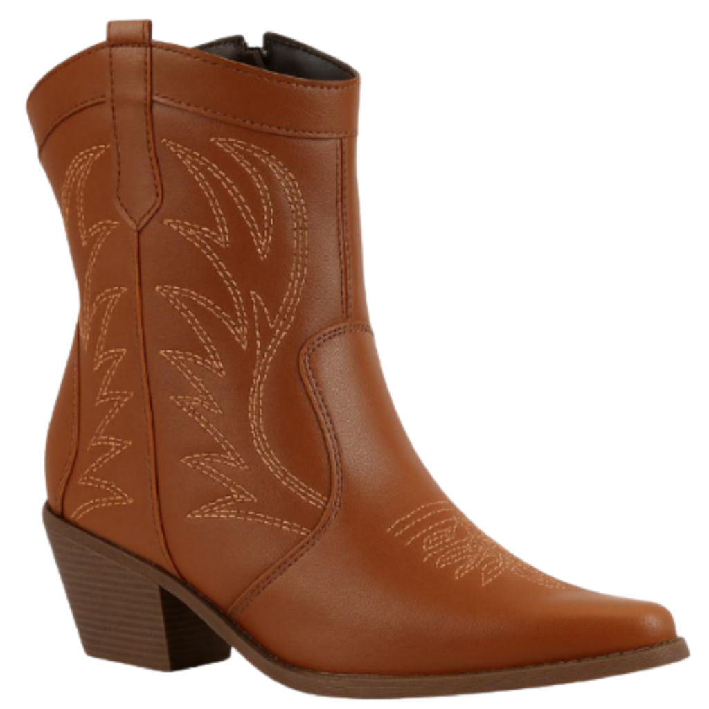 Bota Feminina Western Texana Cano Curto Bordada em Oferta na Shopee