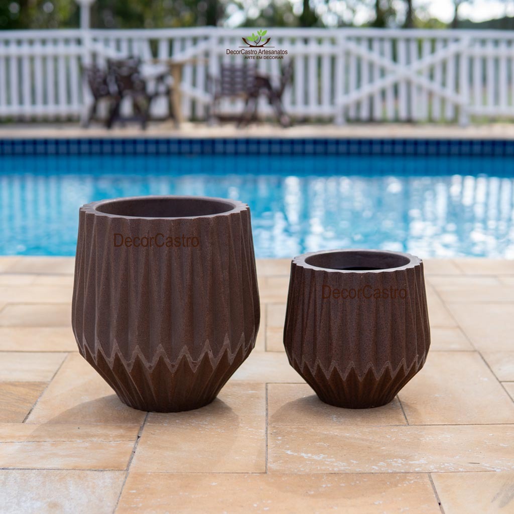 Kit 2 Vasos para Plantas Origami P/M em Polietileno Decorativo Jardim Moderno