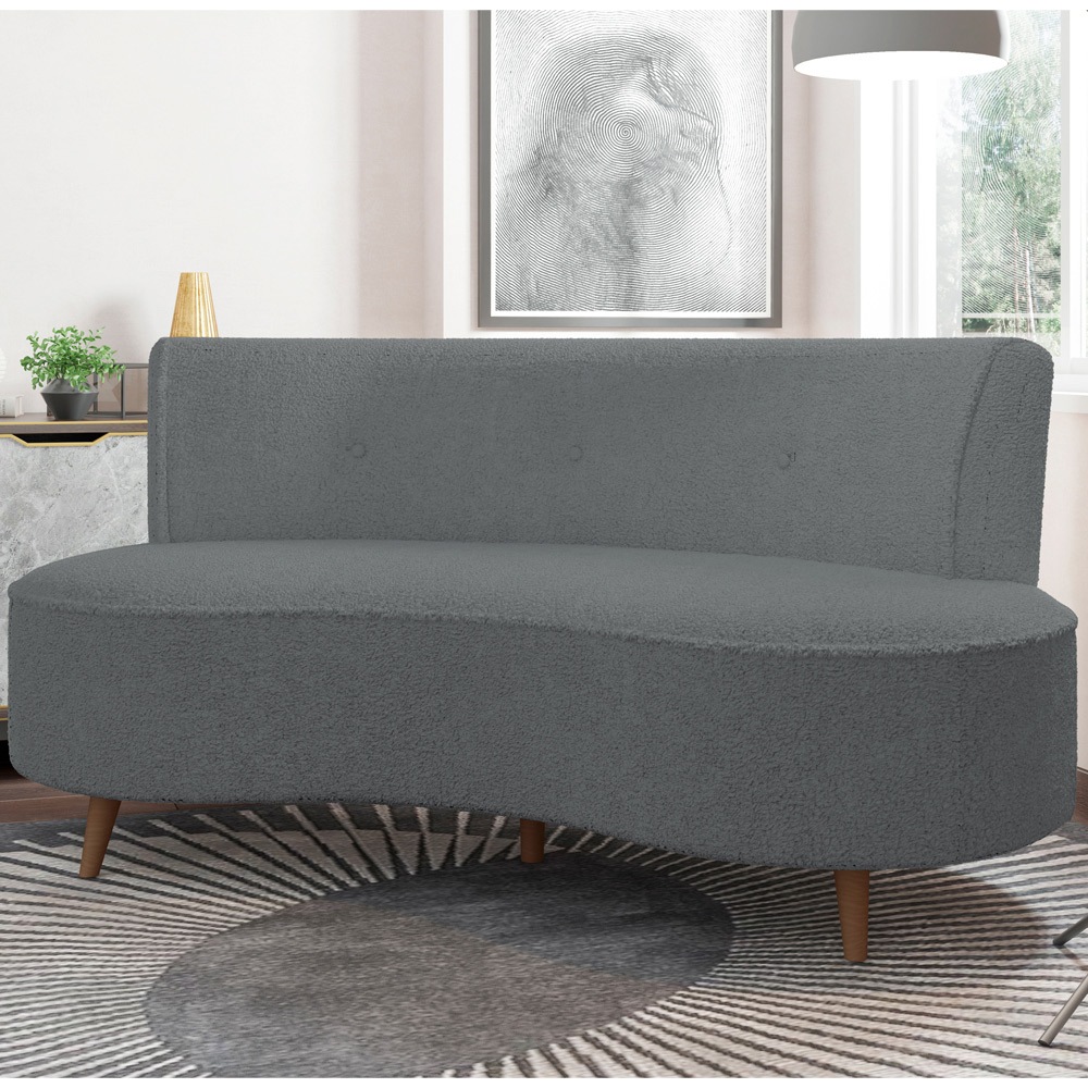 Sofá Chaise Living 2 Lugares 160cm para Sala Istambul K01 Bouclê Cinza - Lyam Decor em Oferta na Shopee