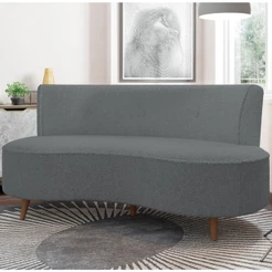 Sofá Chaise Living 2 Lugares 160cm para Sala Istambul K01 Bouclê Cinza - Lyam Decor