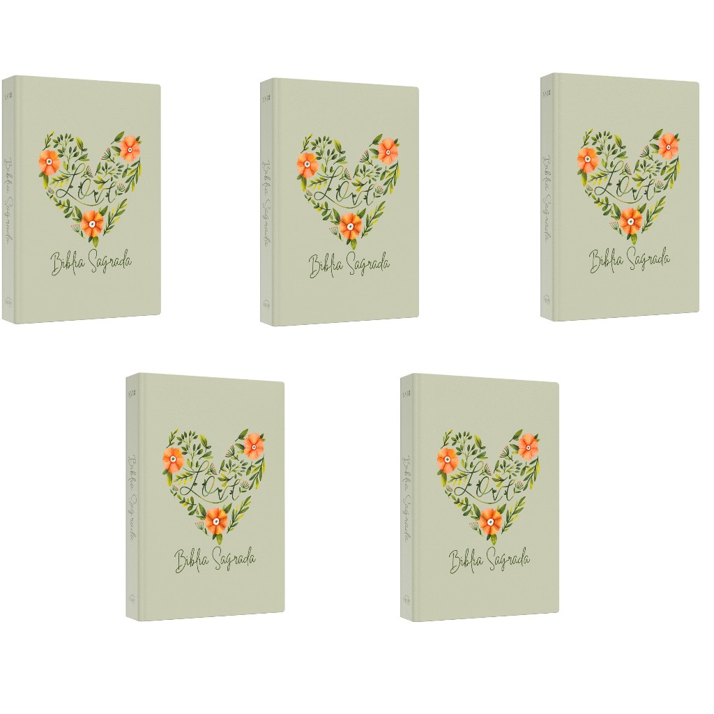 Kit Bíblia Sagrada | NVI | Coração Flores | Capa dura | Letra Media | 5 unidades em Oferta na Shopee