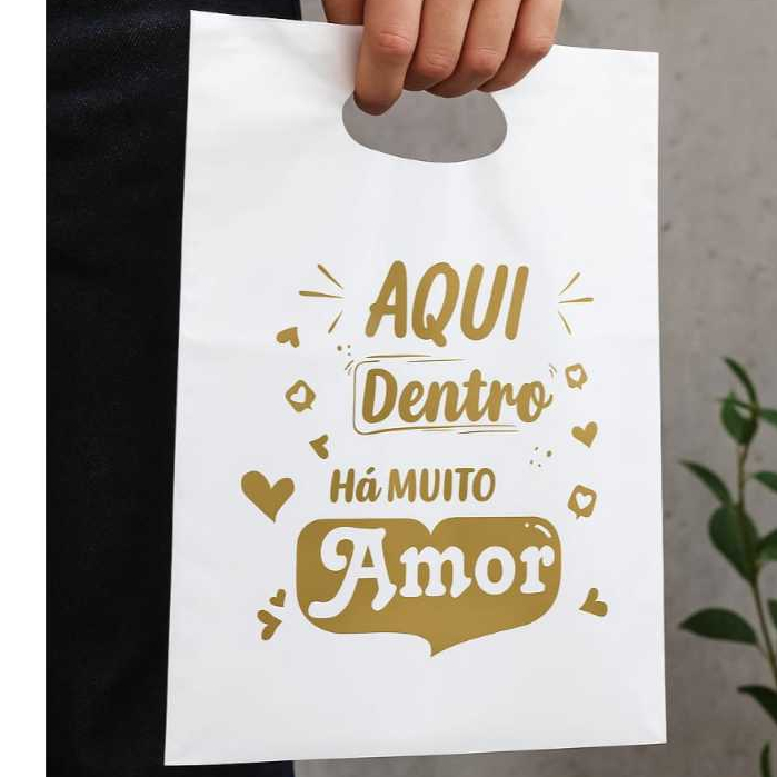 Sacola Surpresa Presente Personalizada Frase "Aqui Dentro Há Muito Amor" – Embalagem Criativa Lembrancinha em Oferta na Shopee