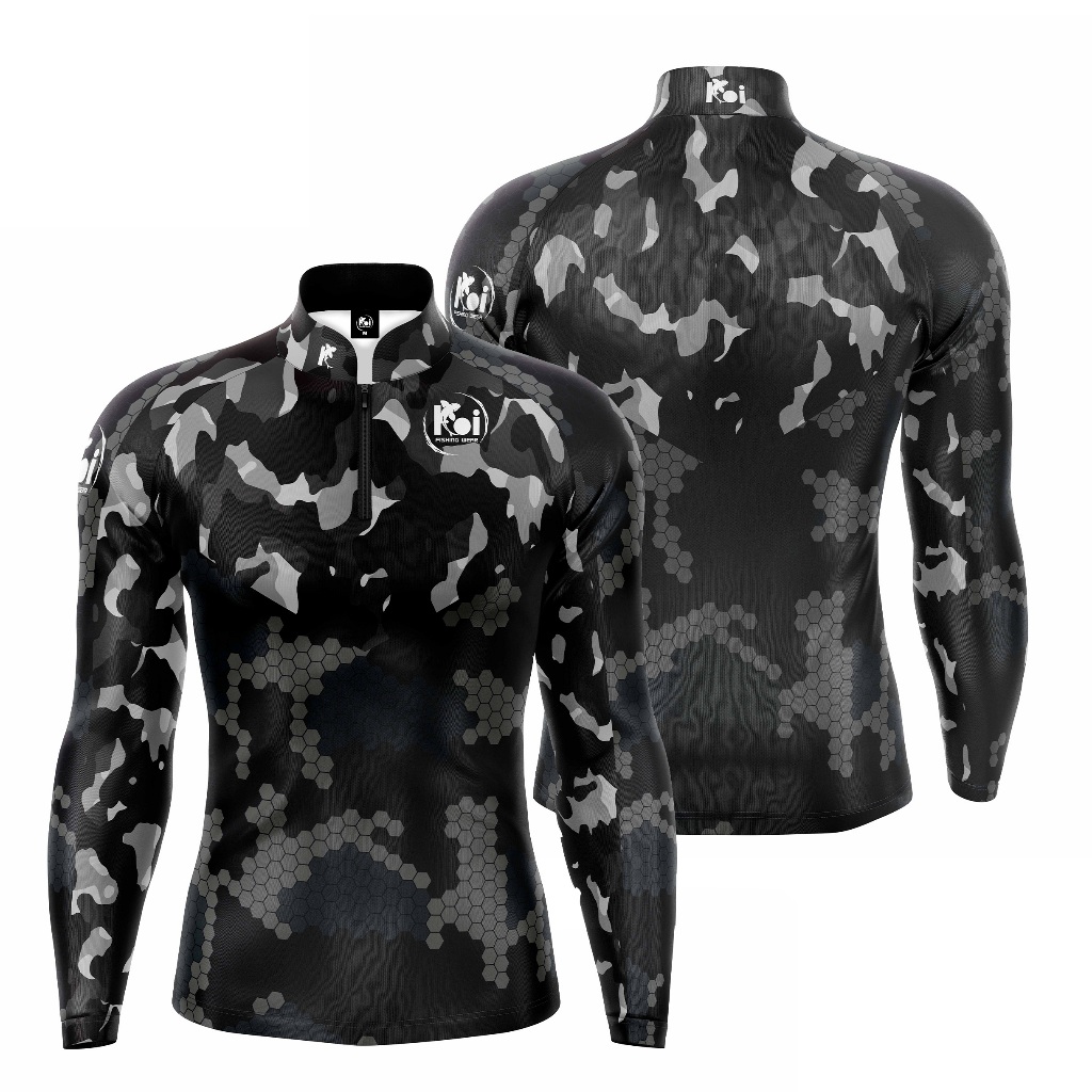 Camiseta Camisa Blusa Pesca Camuflada Black Com Proteção Uv50+